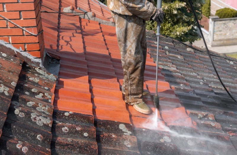 roof cleaning by pressure washer