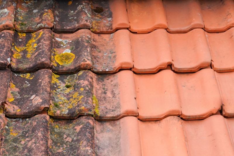 roof top before and after cleaning